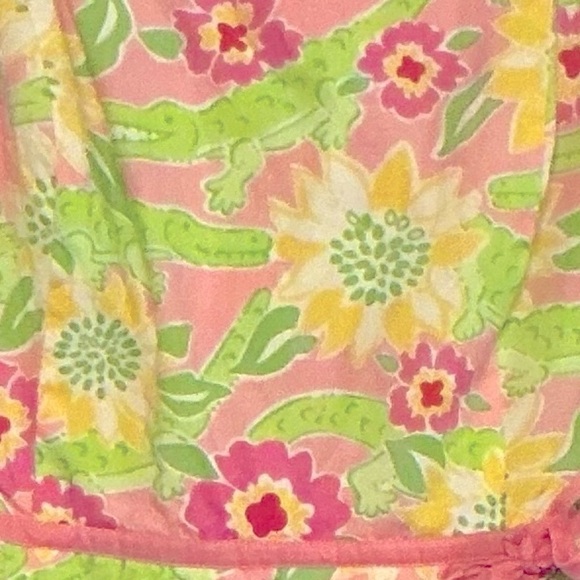 Lilly Pulitzer Bowen Gator Patch Print Cotton Poplin Lace Strapless Dress size 4 - Picture 3 of 10